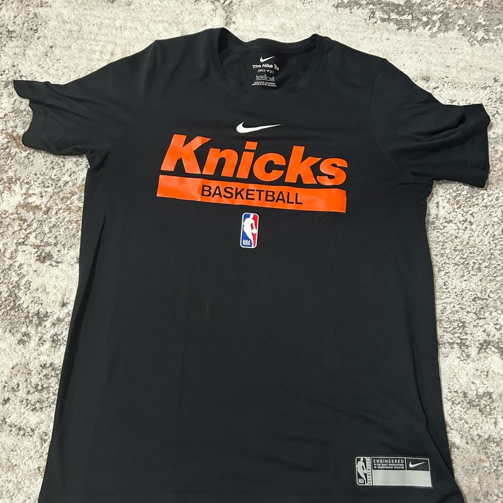 Nike Knicks Black and Orange Basketball Tee